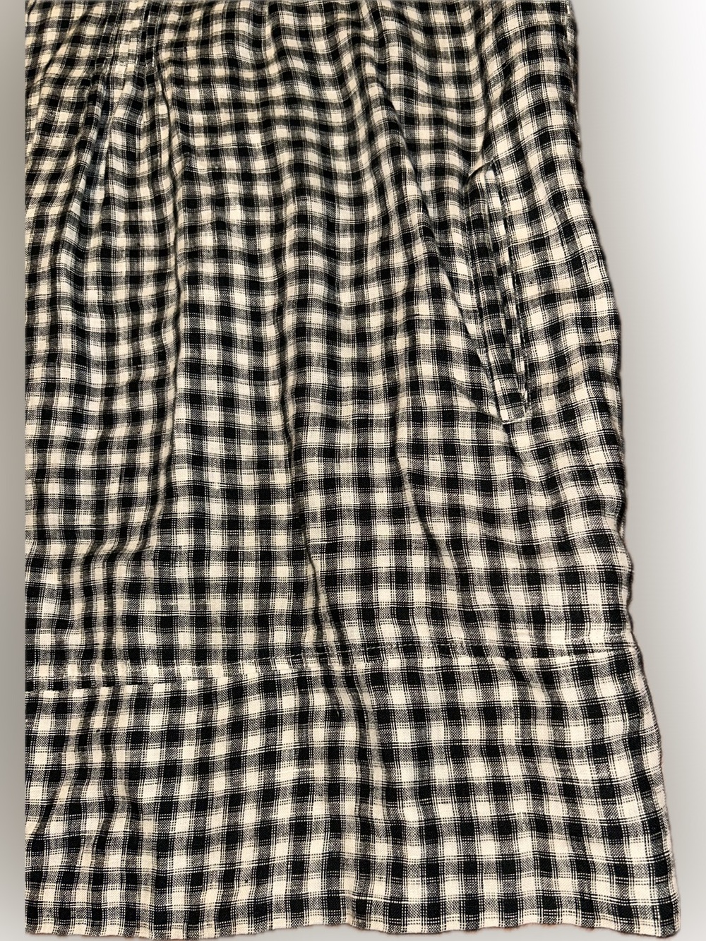 Quince 100% European Flax Linen Cream Black Gingham Sleeveless Shift Dress L - Picture 6 of 8